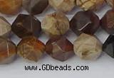 CWJ485 15.5 inches 10mm faceted nuggets wood jasper beads