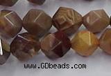 CWJ492 15.5 inches 10mm faceted nuggets wood jasper beads