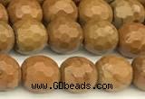 CWJ601 15 inches 6mm faceted round wooden jasper beads wholesale