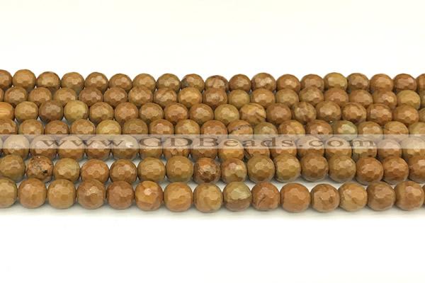 CWJ601 15 inches 6mm faceted round wooden jasper beads wholesale