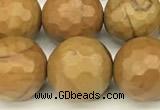 CWJ603 15 inches 10mm faceted round wooden jasper beads wholesale