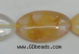 CYC04 15.5 inches 20*35mm oval yellow crystal quartz beads