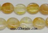 CYC05 15.5 inches 16mm flat round yellow crystal quartz beads