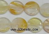 CYC06 15.5 inches 20mm flat round yellow crystal quartz beads