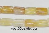 CYC08 15.5 inches 10*14mm rectangle yellow crystal quartz beads