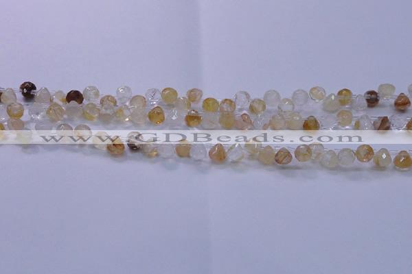 CYC135 Top drilled 7*7mm faceted teardrop yellow quartz beads