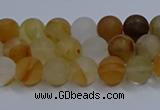 CYC140 15.5 inches 4mm round matte yellow quartz beads wholesale