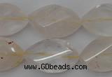 CYC201 15.5 inches 15*25mm twisted & faceted marquise yellow quartz beads