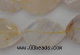 CYC204 15.5 inches 20*30mm twisted & faceted teardrop yellow quartz beads