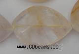 CYC207 15.5 inches 28*40mm twisted & faceted teardrop yellow quartz beads