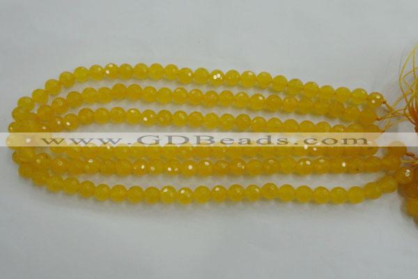 CYJ202 15.5 inches 8mm faceted round yellow jade beads wholesale