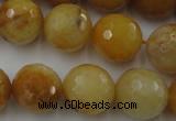 CYJ327 15.5 inches 16mm faceted round yellow jade beads wholesale