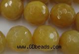 CYJ328 15.5 inches 18mm faceted round yellow jade beads wholesale