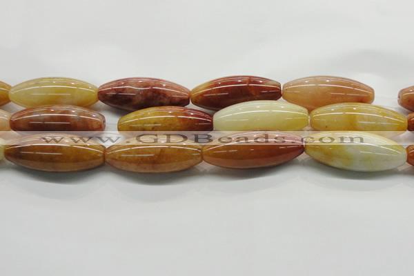 CYJ410 15.5 inches 18*45mm rice yellow jade gemstone beads