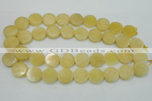 CYJ51 15.5 inches 20mm coin yellow jade gemstone beads wholesale