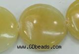 CYJ53 15.5 inches 35mm flat round yellow jade gemstone beads wholesale