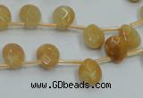 CYJ58 15.5 inches 10*12mm briolette yellow jade gemstone beads