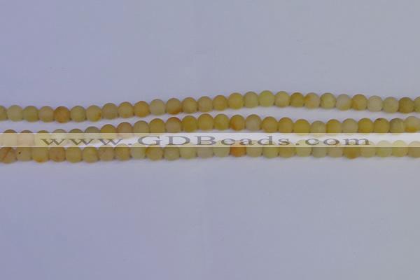 CYJ600 15.5 inches 4mm round matte yellow jade beads wholesale