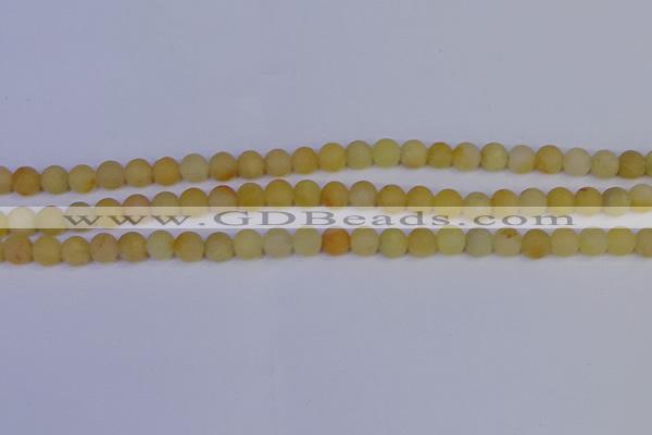 CYJ601 15.5 inches 6mm round matte yellow jade beads wholesale