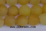 CYJ604 15.5 inches 12mm round matte yellow jade beads wholesale