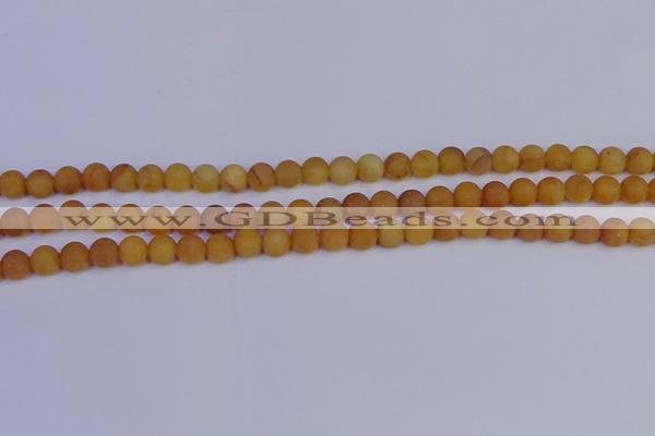 CYJ611 15.5 inches 6mm round matte yellow jade beads wholesale