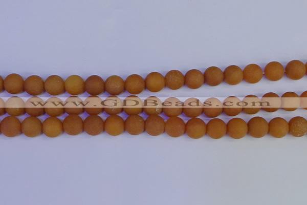 CYJ613 15.5 inches 10mm round matte yellow jade beads wholesale