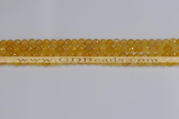 CYJ638 15.5 inches 4mm faceted round yellow jade beads wholesale