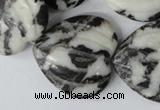 CZJ233 30*30mm carved heart black & white zebra jasper beads