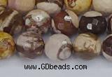 CZJ281 15.5 inches 10mm faceted round zebra jasper beads