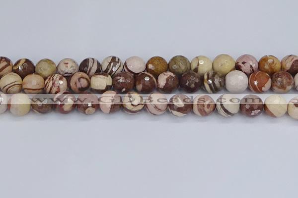 CZJ282 15.5 inches 12mm faceted round zebra jasper beads