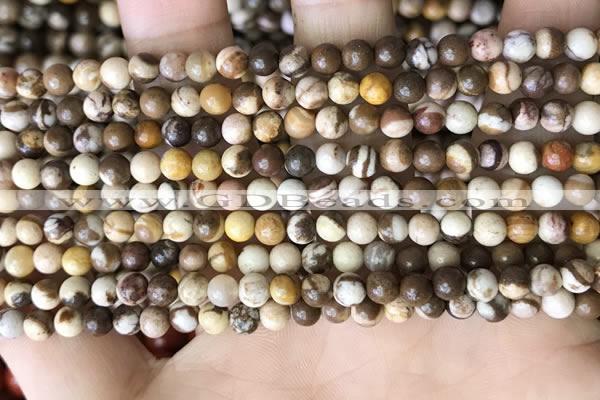 CZJ290 15.5 inches 4mm round brown zebra jasper beads wholesale