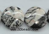 CZJ56 16 inches 25mm flat round zebra jasper gemstone beads wholesale