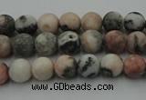 CZJ560 15.5 inches 4mm round matte pink zebra jasper beads