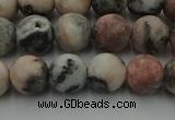 CZJ562 15.5 inches 8mm round matte pink zebra jasper beads