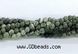 CZJ581 15.5 inches 6mm faceted round green zebra jasper gemstone beads