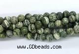 CZJ582 15.5 inches 8mm faceted round green zebra jasper gemstone beads