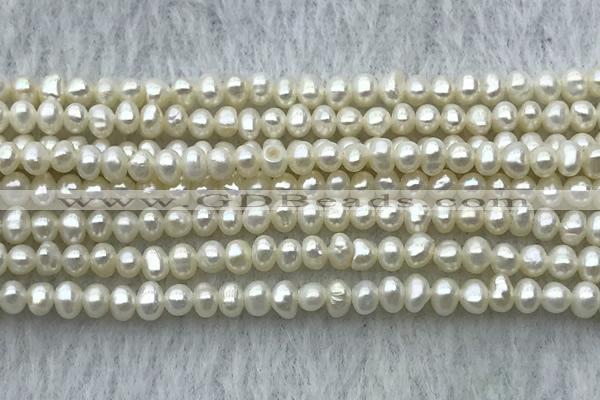 FWP09 14.5 inches 2.5mm - 3mm potato white freshwater pearl strands