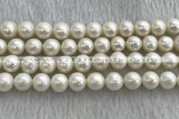 FWP103 15 inches 9mm - 10mm potato white freshwater pearl strands