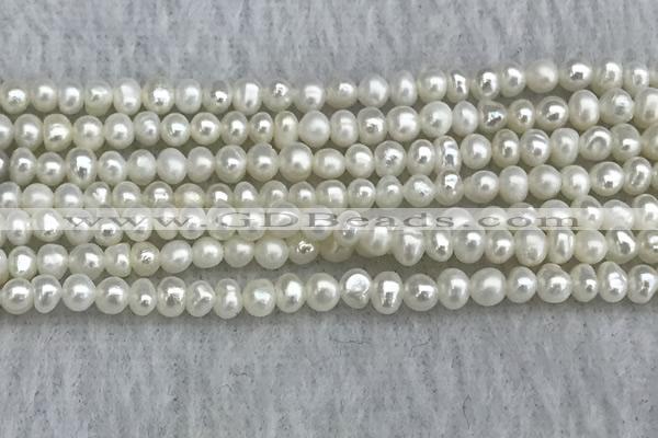 FWP16 14.5 inches 3.2mm - 3.7mm potato white freshwater pearl strands