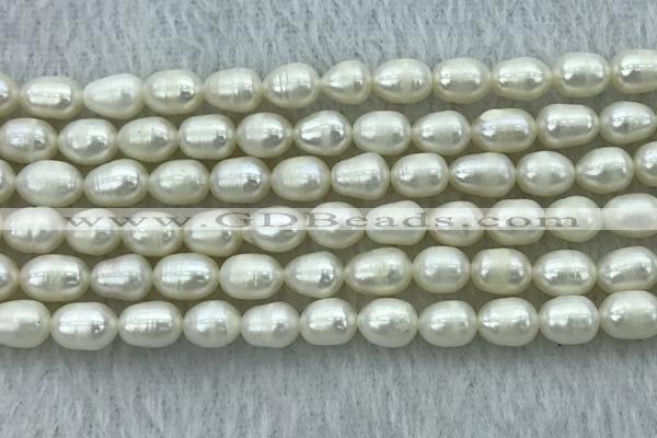 FWP174 14.5 inches 5mm - 6mm rice white freshwater pearl strands