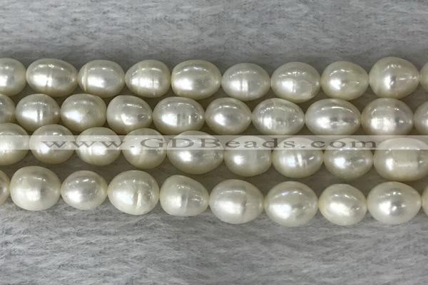 FWP200 15 inches 8mm - 9mm rice white freshwater pearl strands