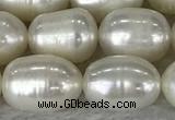 FWP201 15 inches 8mm - 9mm rice white freshwater pearl strands