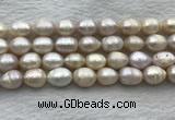 FWP206 15 inches 10mm - 11mm rice white freshwater pearl strands