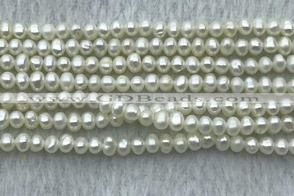 FWP23 14.5 inches 3.2mm - 3.6mm potato white freshwater pearl strands