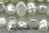 FWP230 14.5 inches 3mm - 4mm baroque white freshwater pearl strands