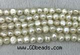 FWP245 15 inches 8mm - 9mm baroque white freshwater pearl strands