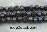 FWP263 15 inches 11mm - 12mm baroque black freshwater pearl strands