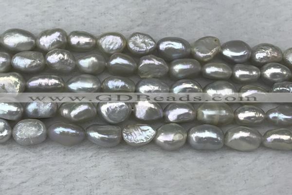 FWP281 15 inches 7mm - 8mm baroque grey freshwater pearl strands