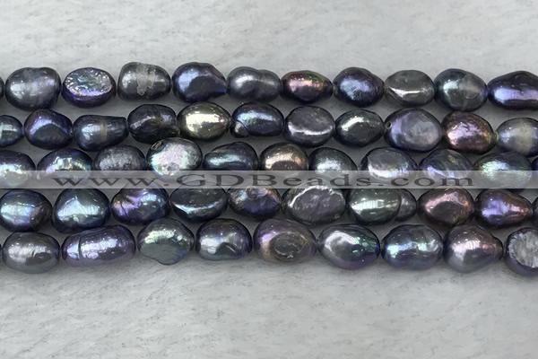 FWP282 15 inches 7mm - 8mm baroque black freshwater pearl strands