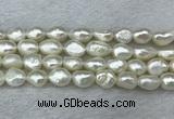 FWP286 15 inches 9mm - 10mm baroque white freshwater pearl strands